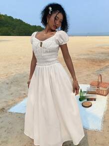 DAZY Women Off-The-Shoulder A-Line Midi Dress Y2k - White - View 2
