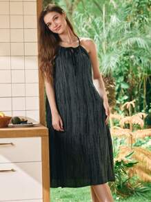 CoupledUp Camisón de mujer con estampado de textura de corteza y tirantes ajustables - Gris Oscuro - Ver 2