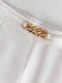 EMERY ROSE Women's Metal Chain Embellished Fashionable Shorts - White - View 4