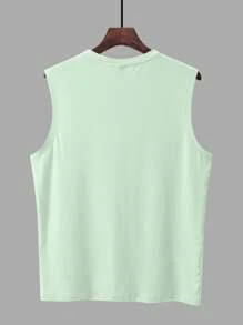 Manfinity Chillmode Men's Wide Shoulder Tank Top, Fashionable For Summer - Green - View 2