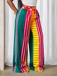 BamGleam Pantalones casuales de pierna ancha 2025 de verano nuevos, con bloques de color sexy, con bolsillos, apropiados para fiestas y vacaciones