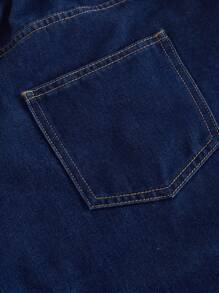 SHEIN MOD 大码休闲宽松直筒蓝色牛仔裤