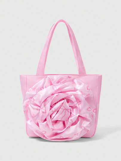 Kawaii Women's Fashion 3D Floral Decor Shoulder Bag