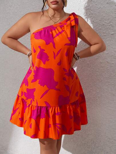 Sunserae Vestido Línea A sin mangas con volantes en el bajo, escote bardot y lazo delantero, para mujer talla grande primavera verano, look de playa