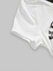 ROMWE Goth Retro Y2K Skull Slogan Print Waist Pleating Bodycon Drawstring T-Shirt For Women - White - View 4