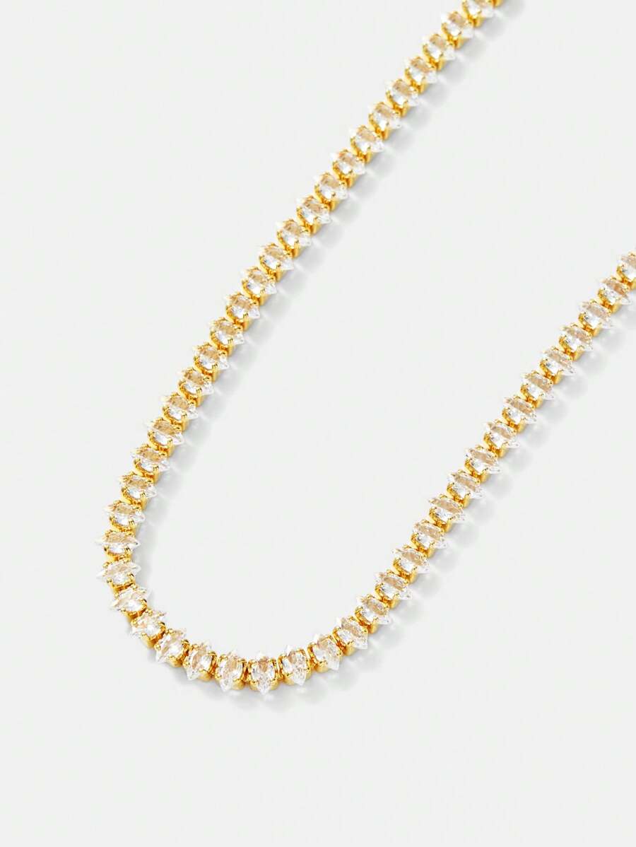 MOTF PREMIUM 镀银全方晶锆石水晶网球链 - 金黃色 - 查看 2