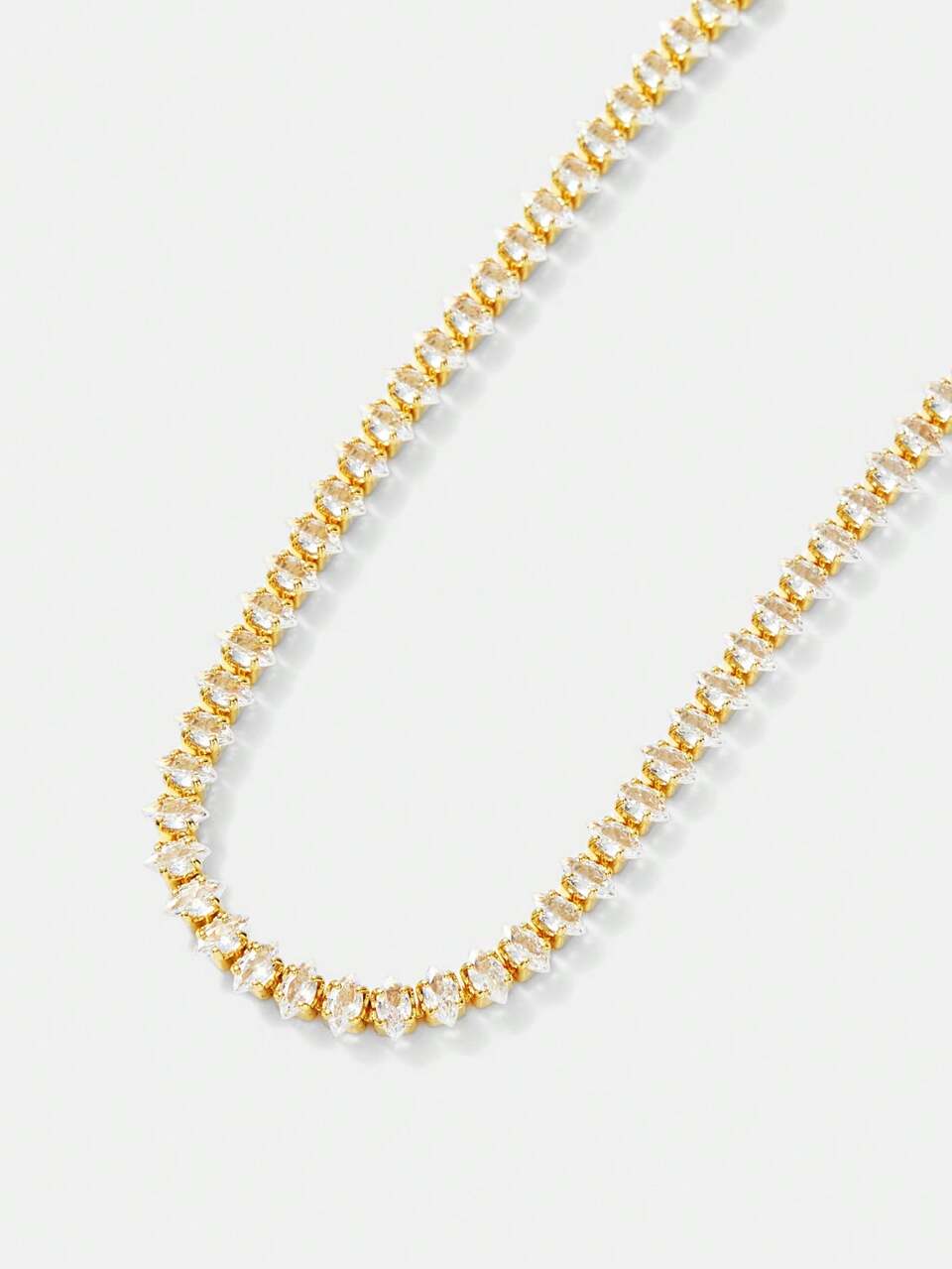 SILVER PLATED FULL CUBIC ZIRCONIA CRYSTAL TENNIS CHAIN