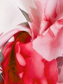 Ellevyn 2 Stücke Damen Set aus Pullover mit Blume Muster, Rundhalskragen und Puffärmeln sowie weiten Hosen, romantisch und elegant für den täglichen Gebrauch - Rot - Übersicht 9