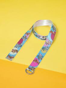 TOM & JERRY X SHEIN Fashionable Cute Cartoon & Letter Graphic Belt - Blue - View 3