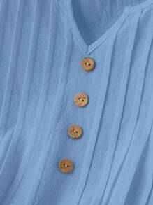 Rusticease Women Long Sleeve Solid Color Blouse, Fashionable For Summer - Blue - View 6