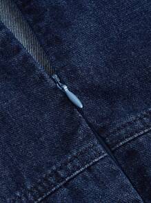 SHEIN MOD 女式无袖系肩休闲牛仔连衣裙