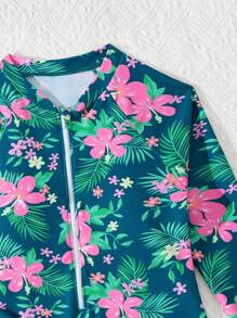 Teen Girls Random Print One-Piece Swimsuit, Fashionable For Summer - Multicolor - View 3