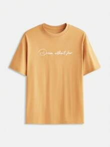 Maija 2025夏季新款音乐节派对毕业典礼海滩度假早午餐邮轮穿搭波西米亚复古街头风宽松简约休闲印花T恤，芥末黄男士款 - 棕色 - 查看 8