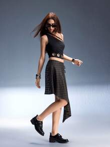 CUCCOO GRLICON 女式平底乐福鞋，摩托车风格，Y2K，酷女孩，返校装，万圣节，圣诞节，派对装 - 黑色 - 查看 2