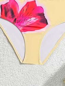 Teen Girls Floral Print Bikini Swimwear Set With Beach Skirt - Multicolor - View 5