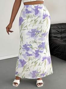 SHEIN PETITE CURVE 加大码长款 A 字裙，夏季时尚度假乡村音乐会矮个子人士穿着