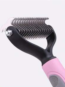 狗狗双面脱毛梳和脱毛工具，用于去除垫子和缠结，最好的宠物美容刷 - 彩色 - 查看 3