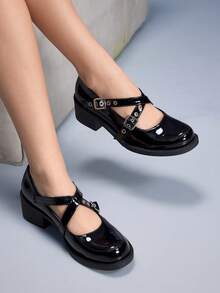 CUCCOO GRLICON Mocassins plats pour femmes, style moto, Y2K, cool girl, rentrée scolaire, Halloween, Noël, tenue de fête - Noir - Voir 2