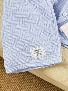 3-częściowy zestaw ubranek dla chłopca, noworodka-3 lata, wiosna-lato, swobodny, codzienny, uniwersalny - błękitny bezrękawnik + kurtka wierzchnia + spodenki - Niebieski - Zobacz 5