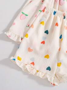 New Children 4pcs Set, Girls Cap Sleeve Top With Cap Sleeve & Shorts Sleepwear, Comfortable Casual Homewear, Summer