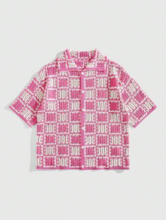 Street Life Chemise en maille à épaules tombantes et ajourée pour homme, chemise de vacances/fête