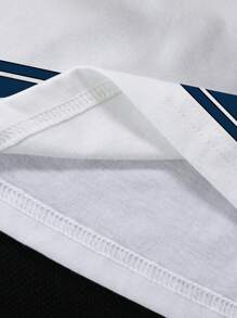 Paul Frank X SHEIN Men's Striped And Cartoon Graphic Short Sleeve Round Neck T-Shirt - White - View 5