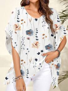 EMERY ROSE Áo cánh dệt kim cổ chữ V rộng rãi thoải mái cho nữ, phù hợp cho mùa hè - Nhiều màu - Xem 1