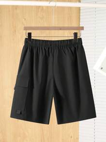 SHEIN Shorts casuales de carga grises para niños adolescentes, estilo deportivo de moda punk rock para salidas diarias, fiestas, festivales de música, adecuados para primavera/verano