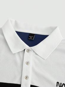 Manfinity Homme Plus Size Men Color Block Polo Shirt, Casual For Summer