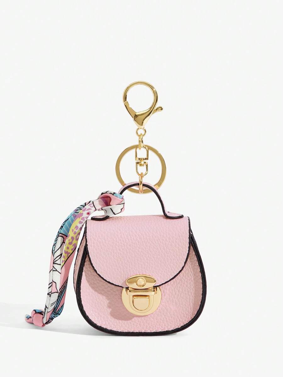 SHEIN SXY Clip para llavero mini, monedero portátil pequeño, estuche para auriculares, decoración de bolso - Rosa - Ver 1