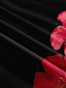 Aloruh 休闲度假风格优雅红色花卉热带图案露背蝴蝶结圆领无袖女式衬衫，适合夏季度假和派对 - 彩色 - 查看 9