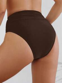 Swim Basics Quần bơi tối giản màu trơn cho nữ - Cà phê nâu - Xem 2
