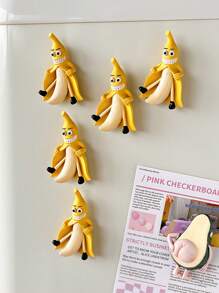 1pc Cute Banana Cartoon Refrigerator Magnets, Cartoon Fruit Refrigerator Magnets, Kawaii Refrigerator Magnets, Decorative Refrigerator Magnets, Cute Office Kitchen Pendants, Kitchen Appliances, Home Decor, Kitchen Decor