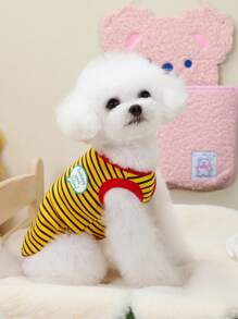 PETSIN 可爱简约休闲居家夏季轻薄透气宠物背心，柔软面料，带有英文文字和语音泡泡图案，适合猫狗，欧美流行