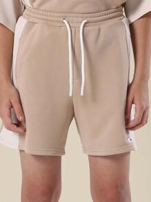 SUMWON Signature Youth Summer Activewear Coordinate With Stylish Side Panelling Active Sports Training Set Athletic Leisure Modern - Khaki - View 7