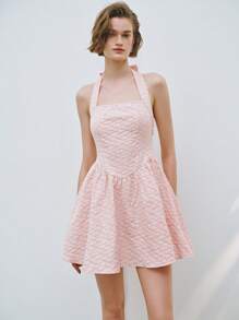 SHEIN LUNE 春季新款女士露背无袖优质短款连衣裙 - 藕粉色 - 查看 7