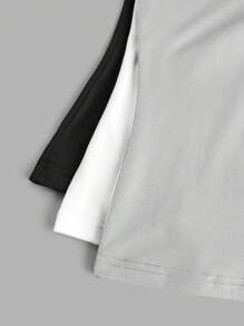 SHEIN EZwear 3件套女士休闲简约短袖高领汗衫套装 - 彩色 - 查看 11