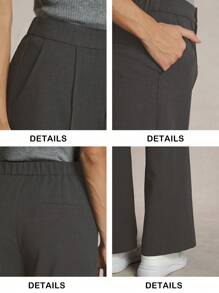 Briarwyn Pantalones de pierna acampanada de unicolor versátiles y casuales para mujer, elegantes para el verano - Gris Oscuro - Ver 9
