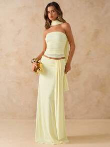 SHEIN BAE Women Two Pieces Outfits For Daily Wear,Valentine's Day,Valentine Outfits For Women - Yellow - View 1