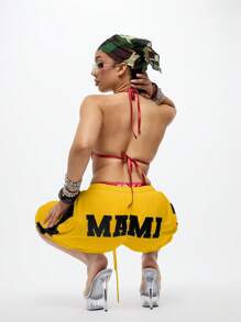 SUMWON WOMEN Miami Basketball Shorts Athletic Team Game Performance Knee Length Summer Hip Hop Dance Streetwear Custom Shorts - Yellow - View 5