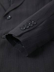 Calvornis Chaqueta de traje y pantalones de unicolor talla grande para hombres - Negro - Ver 4