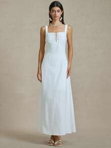 Briarwyn 女士纯色梭织修身连衣裙，夏季女士优雅连衣裙，婚礼宾客礼服，女士沙滩装，女士度假装，7 月 4 日 - 白色 - 查看 5