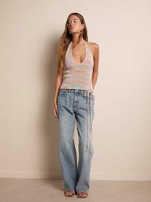 Nöista Top corto con scollo a canottiera in maglia vibrante realizzato con filati colorati, per look in evidenza durante il giorno e il fine settimana in città