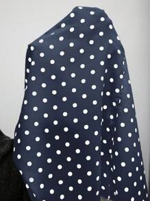 SHEIN Clasi 大码女式春季波点荷叶边V领衬衫，白色和黑色 - 藍色 - 查看 8