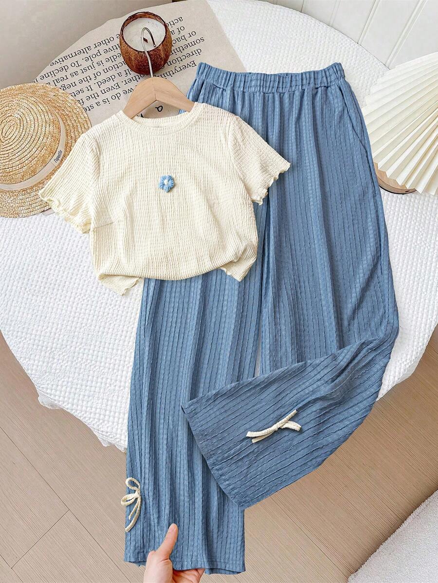 SHEIN Essnce 大码女士套装，夏季两件套，休闲套装，短袖套装，可爱夏季服装女士休闲套装女士夏季服装，两件套夏季套装可爱夏季上衣