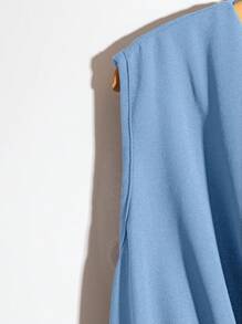 Franclia French Elegant Twist Waist Sleeveless Button Shirt In Blue - Blue - View 4