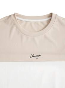 Manfinity Homme 2pcs/Set Men Letter Print Round Neck Short Sleeve Casual T-Shirt And Drawstring Waist Shorts Set - Multicolor - View 5