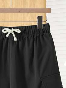 SHEIN Shorts casuales de carga grises para niños adolescentes, estilo deportivo de moda punk rock para salidas diarias, fiestas, festivales de música, adecuados para primavera/verano