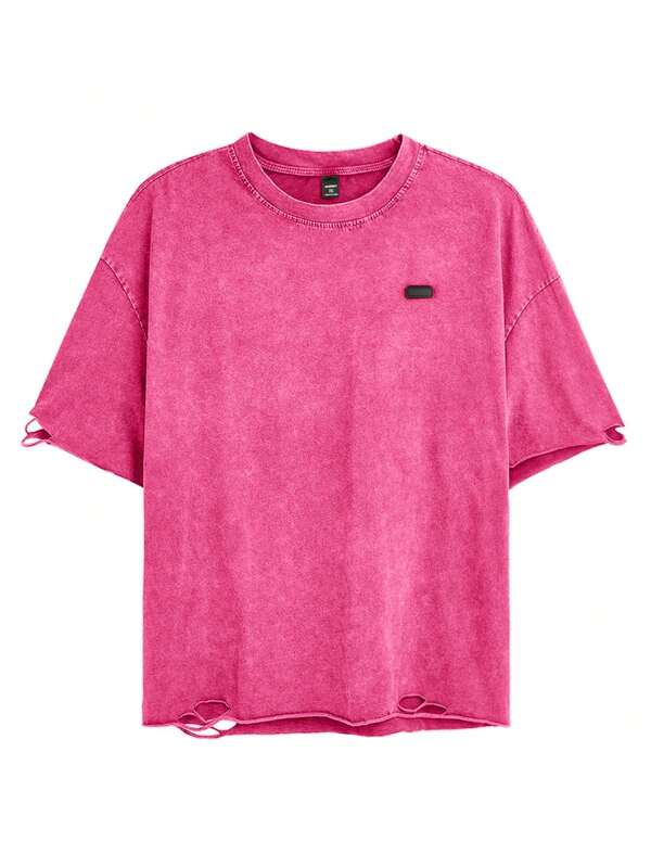 EASEVO Plus Size Men's Vintage Casual Loose Fit Short Sleeve T-Shirt, Summer