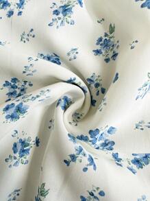 SHEIN 孕妇碎花前系带露腰连体裤 - 藍白色 - 查看 8